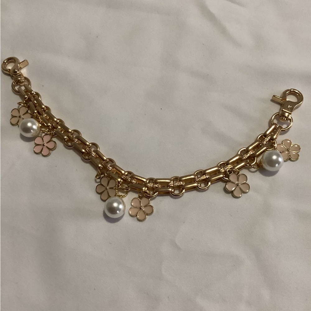 Flower and Pearl Bag Charm/Extender